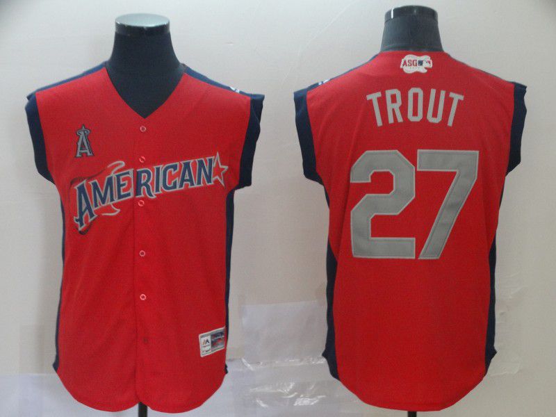 Men Los Angeles Angels #27 Trout Red 2019 All Star MLB Jerseys